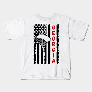 Georgia America Vintage Paragliding Skydiving Parachuting Kids T-Shirt